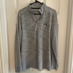 Under Armour Light Gray 1/4 Quarter Zip Pullover Lightweight L Fitted